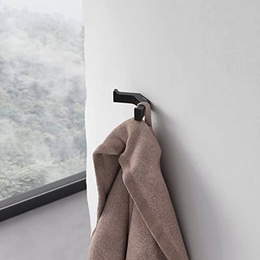 Keuco Handtuchhaken doppelt aus Metall, schwarz-matt, eckig, für Badezimmer, mit zwei Haken für Handtücher und Bademäntel, Edition 11 im Sale